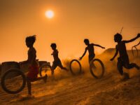 children, kids, childhood, games, play, fun, playful, nature, silhouettes, sunset, vietnam